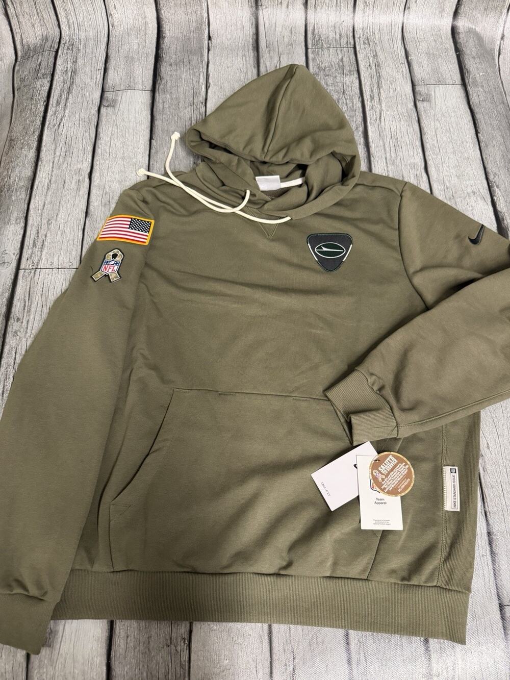 NWT Men’s Nike New York Jets Salute To Service Dri Fit Hoodie Sz XL Olive Green